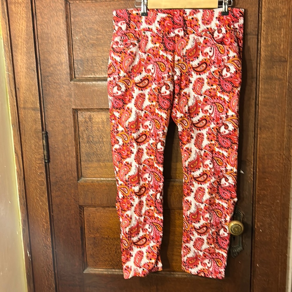 Jessica London Pink Paisley Pull On Pants sz 16W Petite